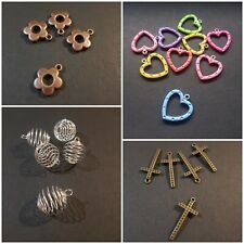 Lotto ciondoli silver/bronzo/multicolor per bigiotteria, bustine da 5/10 pezzi