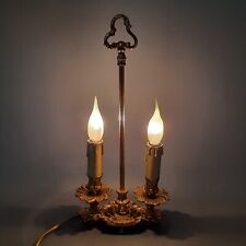 Lampada Da Tavolo Ottone Dorato A Candelabro Con Rilievo Fiori Vintage Anni ‘60