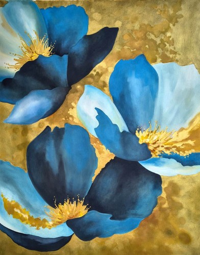 Dipinto fiori blu - blu, su