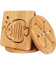 Set 5pz Sottopentola In Bambu