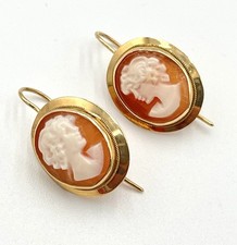 Cameo Earrings 14kt Gold Hand