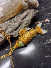 ENAMELED CLOISONNE' ARTICULATED KOI CARP FISH  NECKLACE