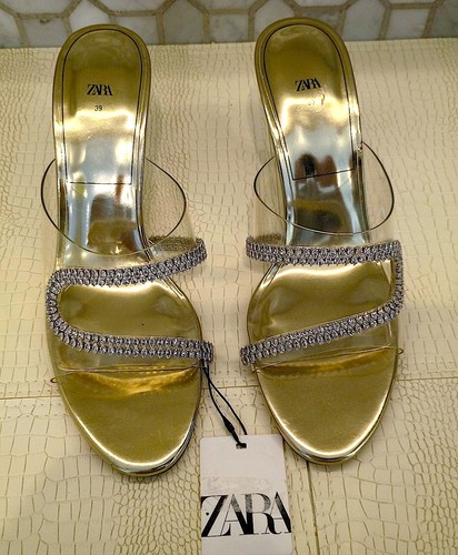 Zara tacco oro con strass