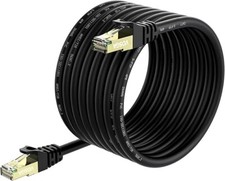 Câble Réseau Ethernet RJ45 Cat7 10Gbps S/TFP Blindé 600MHz Rond Noir -1m à 60m