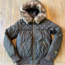 Juicy Couture Ragazze 12 Grigio, Giacca Invernale con Cappuccio Bordo Pelliccia Ecopelliccia Oro Full Zip