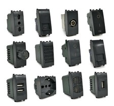 Frutti compatibili con vimar plana Interruttori pulsanti prese elettriche nero 