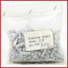 NOS NIPPLI ERGAL 2,0mm 144pz ARGENTO VINTAGE ANNI 80 90 BICI DA STRADA MTB LEGGERA 