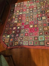 Coperta fatta a mano della nonna plaid, letto, crochet ,uncinetto, lana vintage
