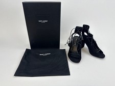 Saint Laurent YSL sandali scarpe donna taglia EU 35 US 5 neri scamosciati stringati