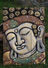 BUDDHA THAILANDESE pannello a 3 assi in legno ALBESIA 60x45cm Etnico Bali  