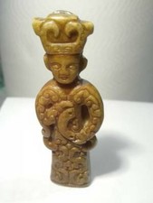 Vecchio pendente statuina in giada antico sacerdote