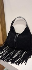 borsa nera con frange donna