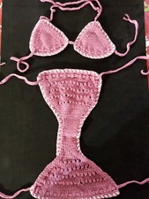 BIKINI/ COSTUME BAGNO DUEPEZZI TRIANGOLO RAGAZZA  UNCINETTO VINTAGE R/B(S16)