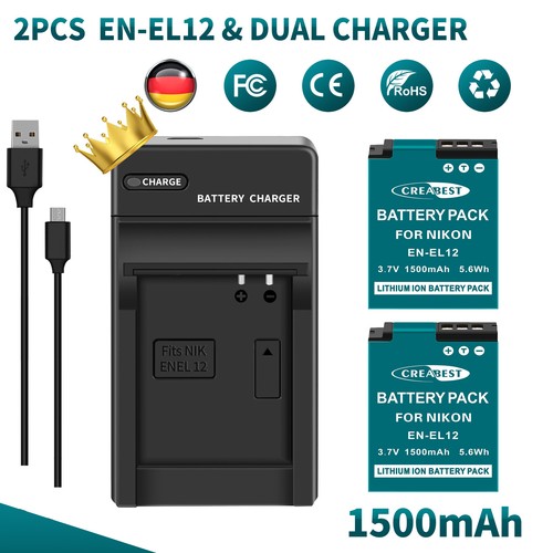 El12 batteria - en-el12, +