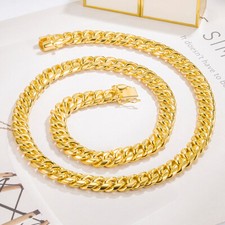 Collana catena maglia cubana argento sterling 925 Italia 24K GP 10mm