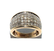 Donna 9ct Oro Giallo Fedina Set con Un Pletora Di Diamanti, Misura UK L 1/2