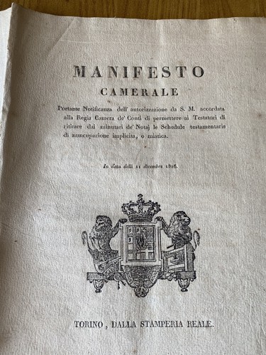 Antico manifesto camerale - manifesto,