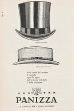 PUBBLICITA' 1957 CAPPELLO PANIZZA HATS CHAPEAU PETIT DORSAY TUBA UOMO MODERNO