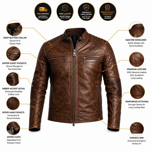 Giacca biker uomo vera pelle - giacca,