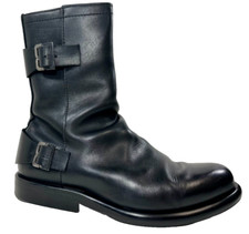 STIVALI VINTAGE ANNI 90 DIRK BIKKEMBERGS PELLE NERA DOPPIO CINTURINO MISURA 45 EUR #5