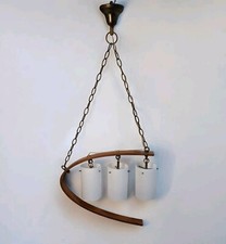 Lampadario Design Vintage Anni 50 TEAK 3 LUCI MEZZALUNA reggiani era