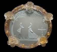 Vassoio Specchio in Vetro di Murano con Certificato - Ø 34 cm - Fatto a Mano