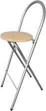 SEDIA SGABELLO PIEGHEVOLE DA BAR ACCIAIO CON SEDUTA IN LEGNO DI FAGGIO h cm 100