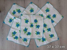 Lotto Set di 6 tovagliette fiori azzurri 37x37 Cm Tovaglioli Grandi