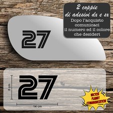 2 coppie adesivi cafe racer numero gara moto cross serbatoio a1034