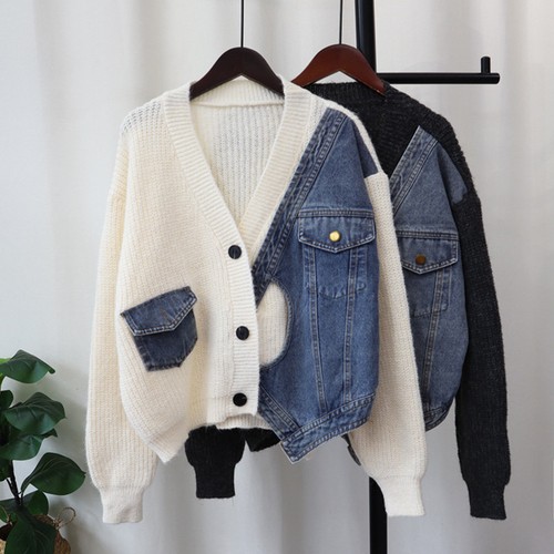Cardigan donna denim maglione