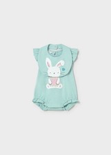 Mayoral aqua cotton bunny bib