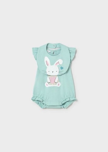 Mayoral aqua cotton bunny - , bib