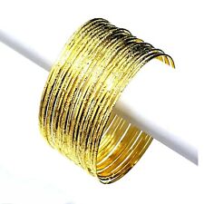 Indiano Set Bracciali Rigidi Ø7cm Braccialetto Bollywood Choorian Bangle Oro