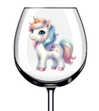 12 adesivi vinile acquerello cartone animato unicorno bambini decalcomania bicchiere vino tazza