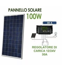 KIT 100W PANNELLO SOLARE FOTOVOLTAICO E REGOLATORE CARICA 30A CAMPER CASA