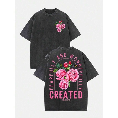 Shirt grafica rosa lavaggio - t-shirt,