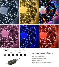 Catena luminosa 25 M 500 led cavo verde luci di Natale per albero feste