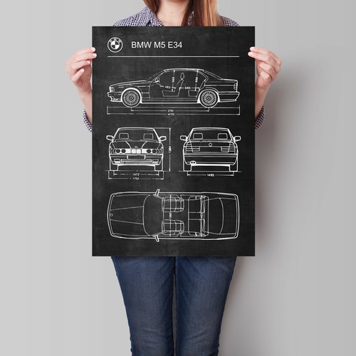 Poster auto bmw e34 - poster,