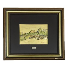 Quadro • ROMA SPARITA • Dipinto Su Foglia ORO 23K Con Cornice Legno • Vintage