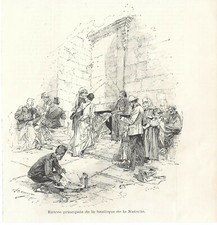 Stampa antica BASILICA NATIVITA' DI BETLEMME FEDELI Palestina 1892 Antique print