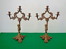 Coppia Candelabri in bronzo - 3 bracci - con Putto Putti- XIX secolo