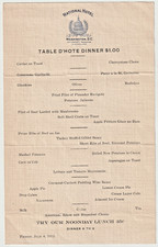 RARO menu cena 4 luglio 1913-National Hotel Washington DC, granchi soft shell