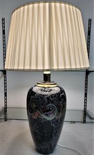 Lampada da arredo moderna antica ceramica nera marmorizzata disegnata e seta 