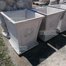 2 Vasi Vaso fioriera cm. 45x45x54 in cemento e marmo giardino terrazza coppia