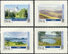ITALIA 2025 TURISTICA REGIONI MARCHE UMBRIA BASILICATA VALLE D'AOSTA FRANCOBOLLO