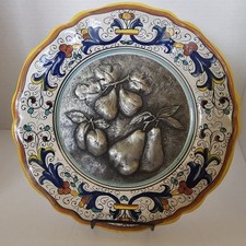 Piatto dipinto a mano disegno peltro pera 2110/25 piatto decorativo Peltro-Varese