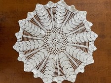 GRANDE CENTRINO VINTAGE ROTONDO IN COTONE BIANCO/AVORIO DIAM. CM. 40 CIRCA