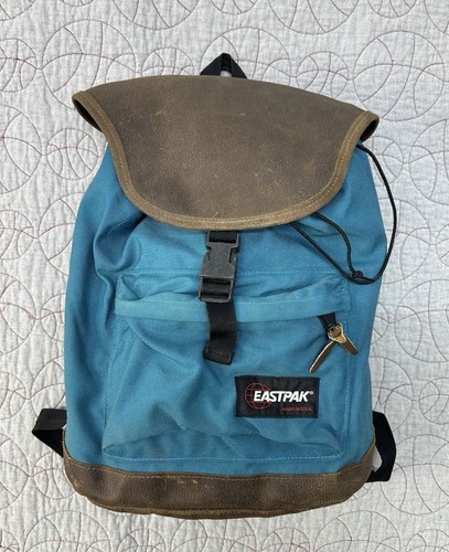 Eastpak flip top pelle blu - top,
