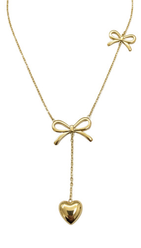Collana fiocco cuore dorata - e,