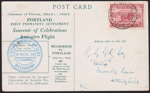 Australia 1934 cartolina volo - 1934,